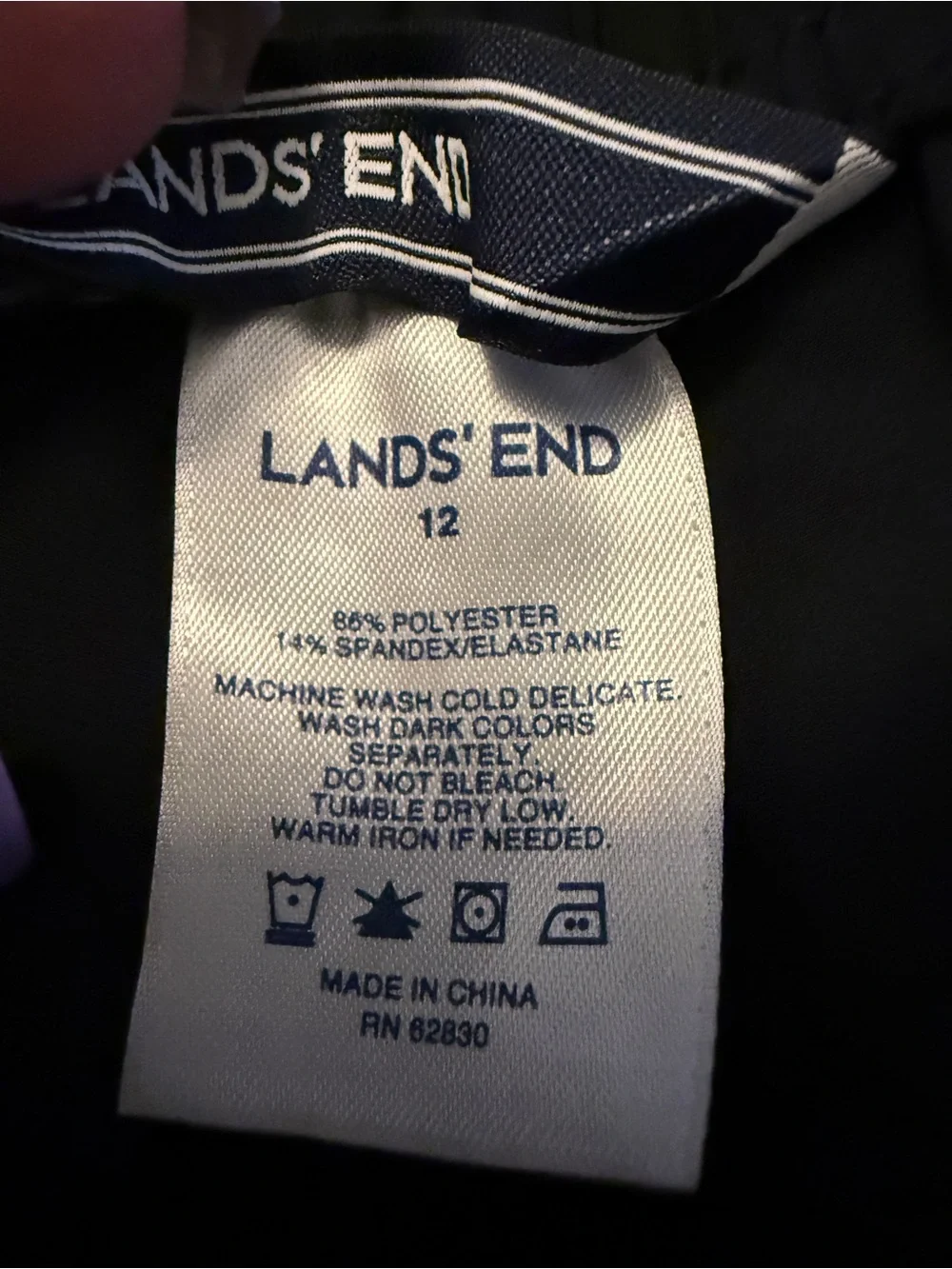 Women’s lands end 9 “ board Black Swim Shorts - Classic Drawstring size 12